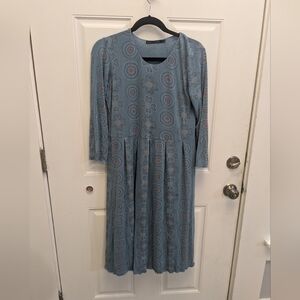 Gudrun Sjoden Blue Printed Lettuce Hem Dress